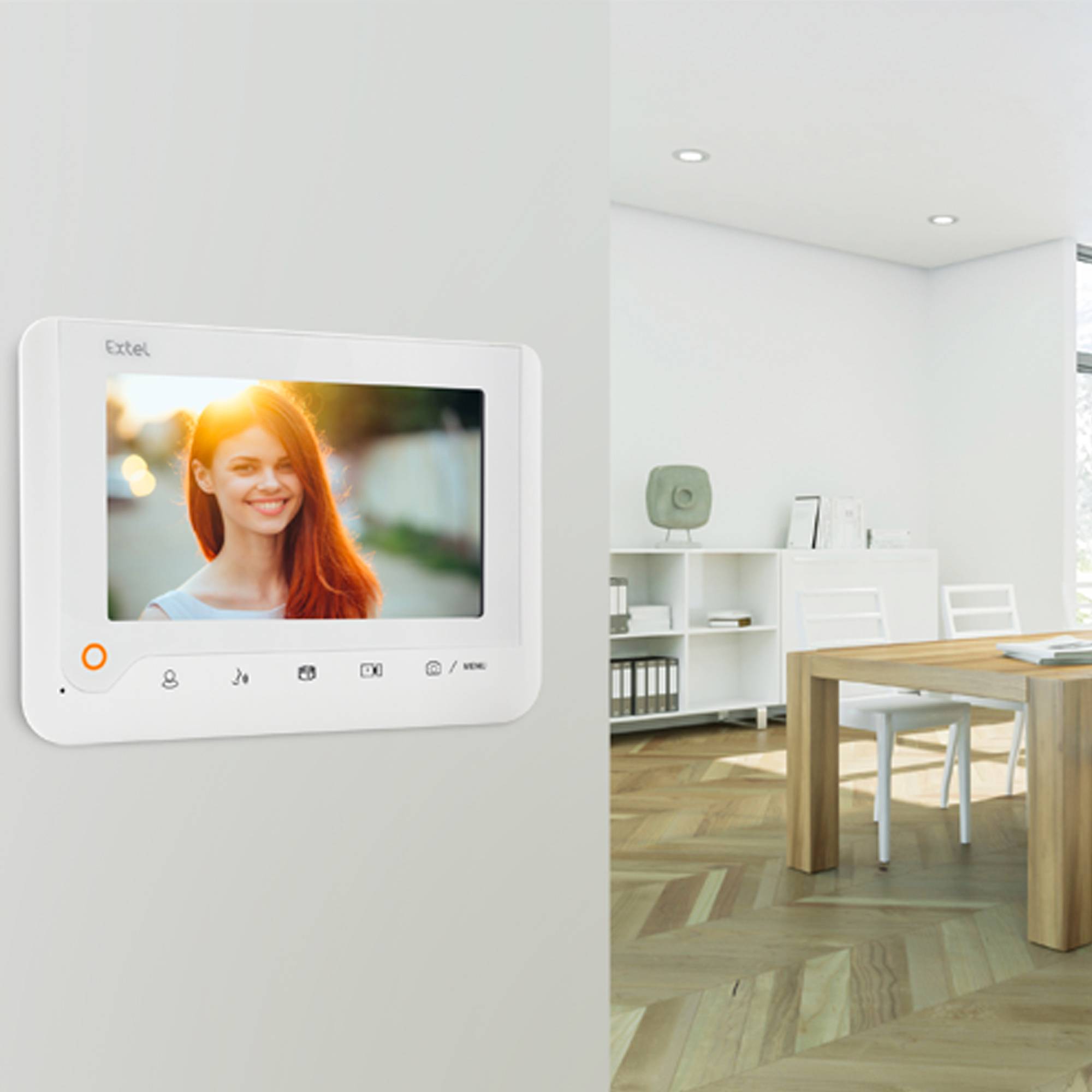 Extel NOVA WHITE Video-Türsprechanlage 2-Draht Komplett-Set 1 Familienhaus Aluminium, Luxweiß