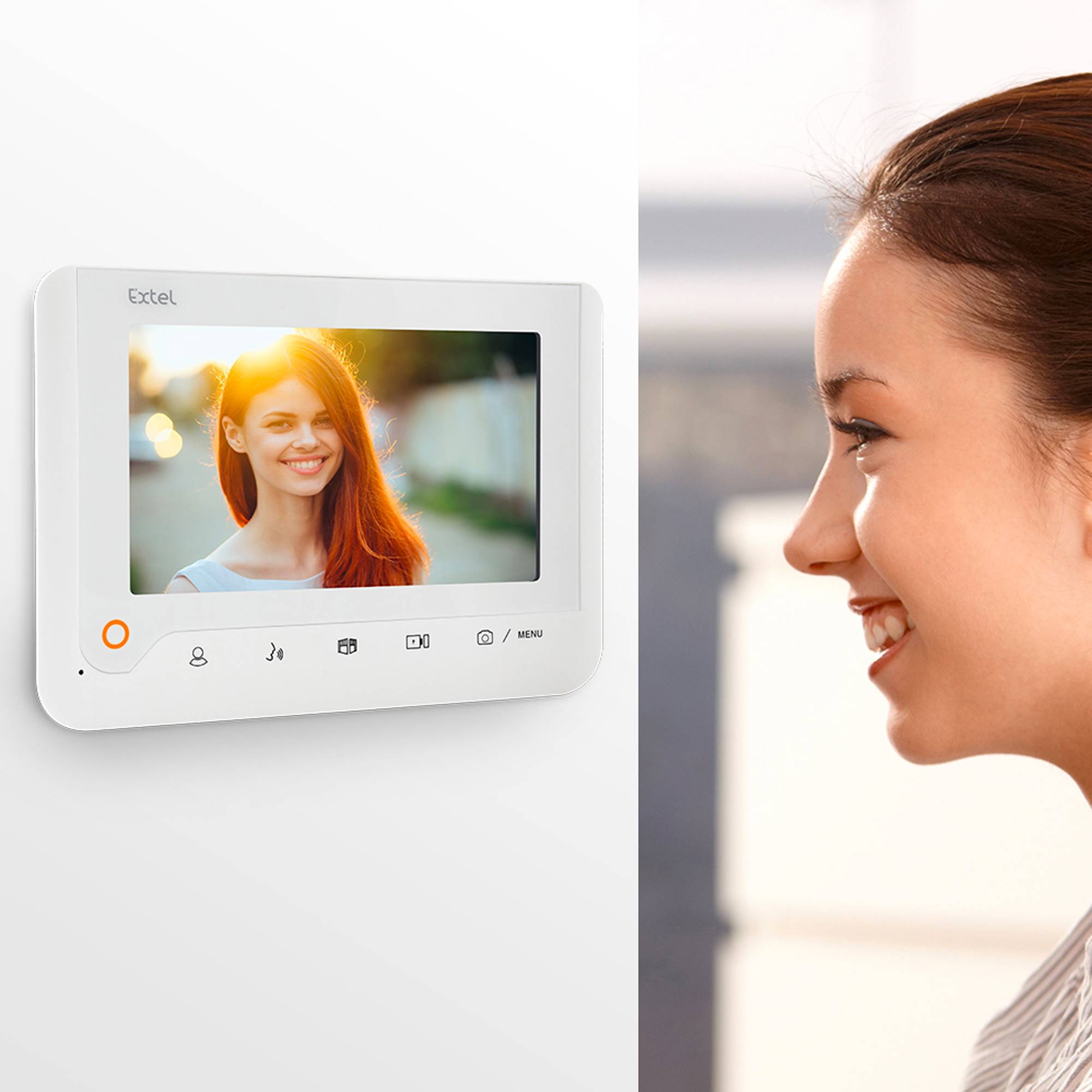 Extel NOVA WHITE Video-Türsprechanlage 2-Draht Komplett-Set 1 Familienhaus Aluminium, Luxweiß