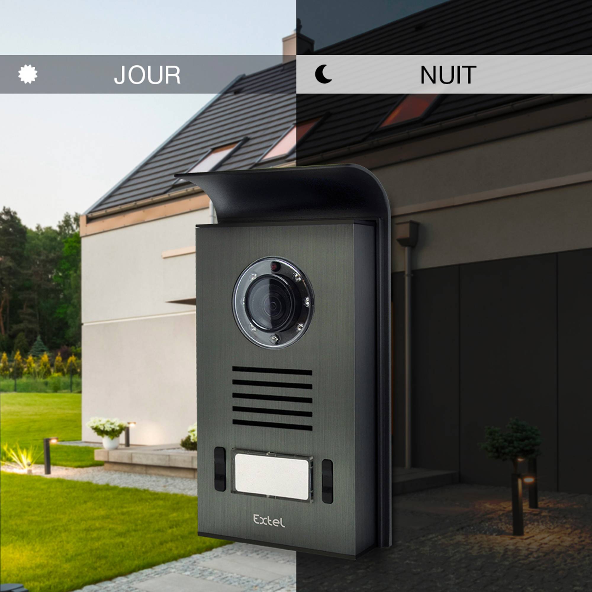 Extel NOVA WHITE Video-Türsprechanlage 2-Draht Komplett-Set 1 Familienhaus Aluminium, Luxweiß