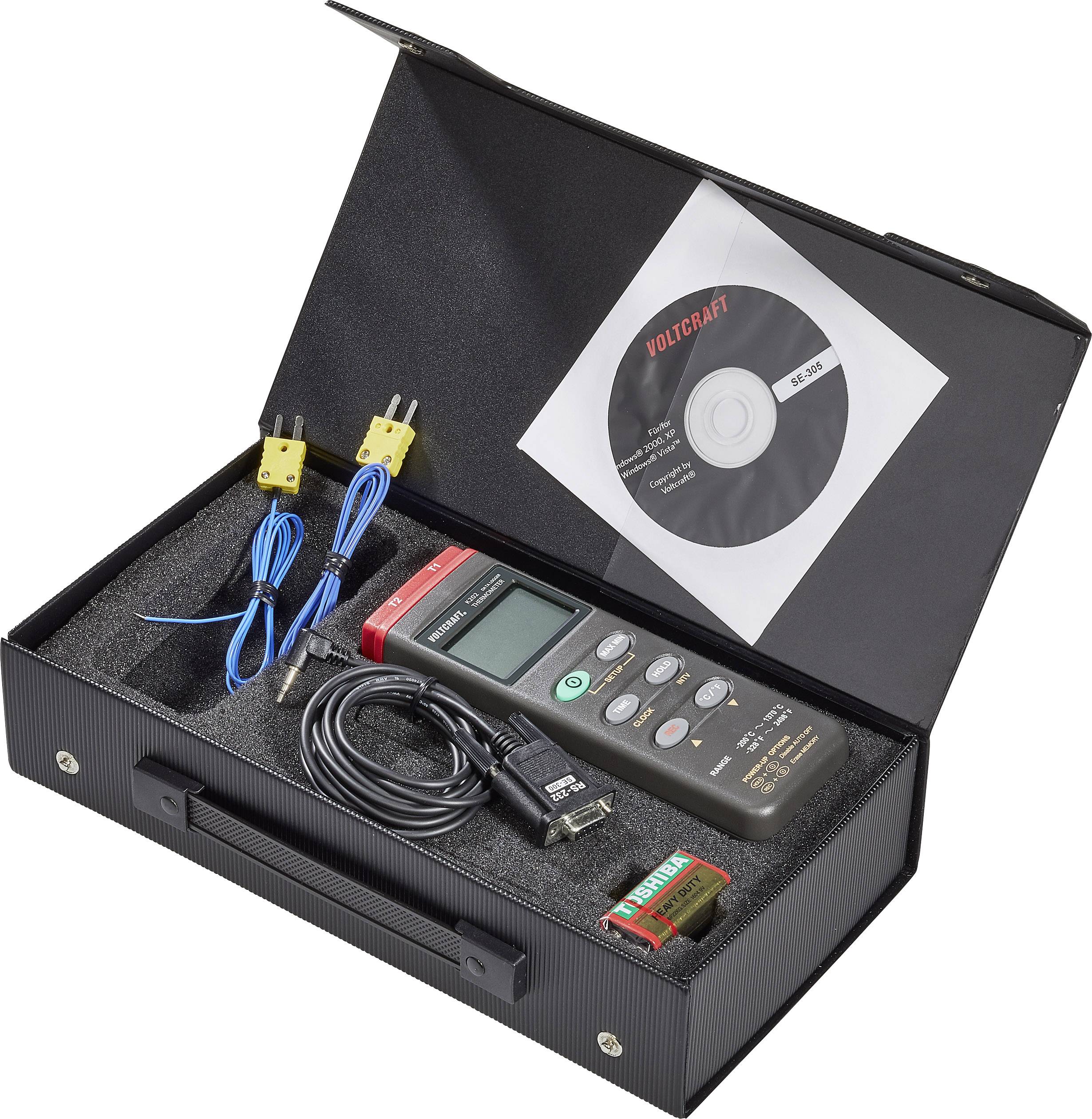 VOLTCRAFT K202 Temperatur-Messgerät -200 - +1370°C Fühler-Typ K Datenlogger-Funktion