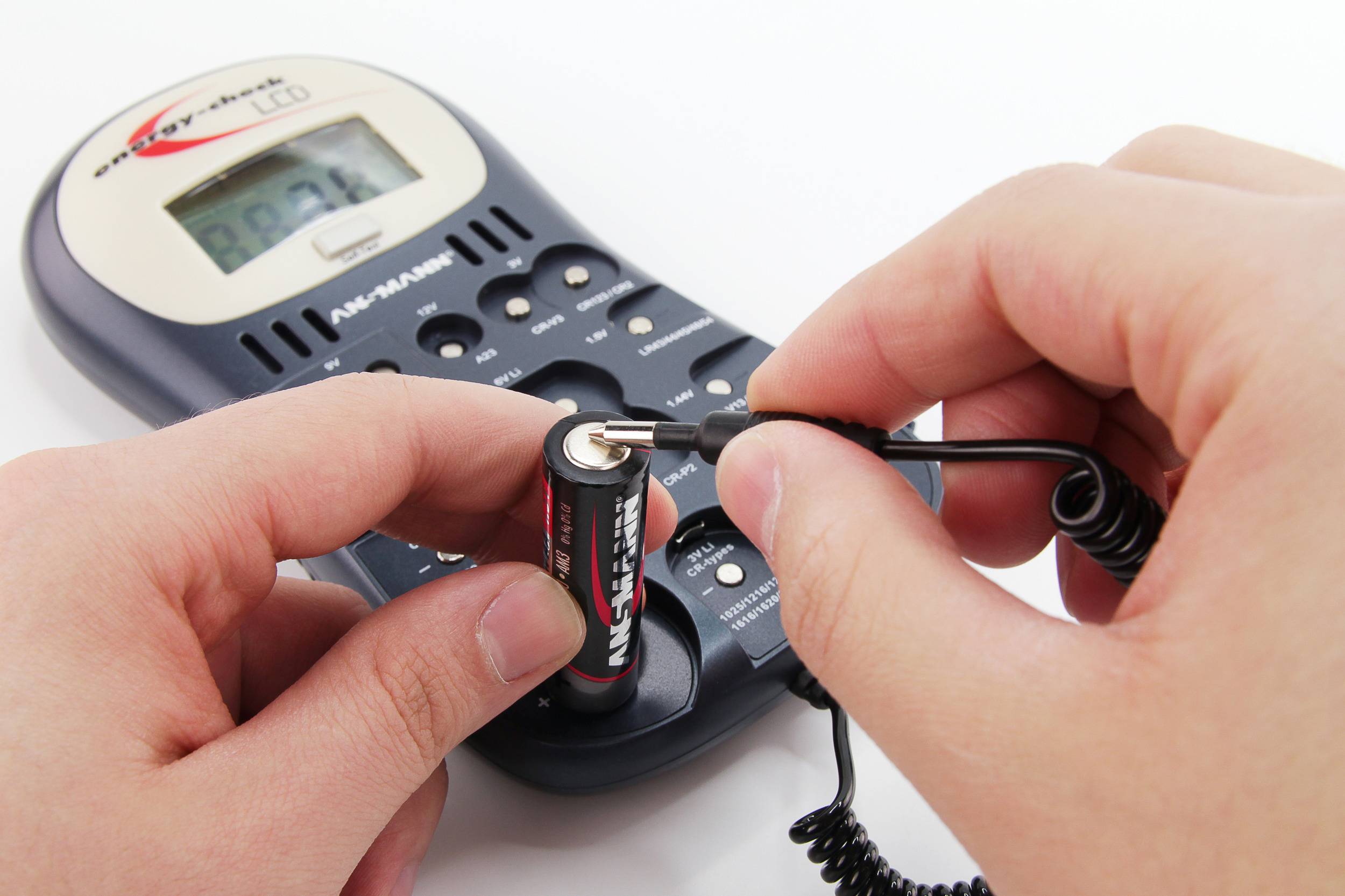 Ansmann Batterietester Energy-Check LCD Messbereich (Batterietester) 1,2 V, 1,5 V, 3 V, 9 V, 12V Akku, Batterie 4000392