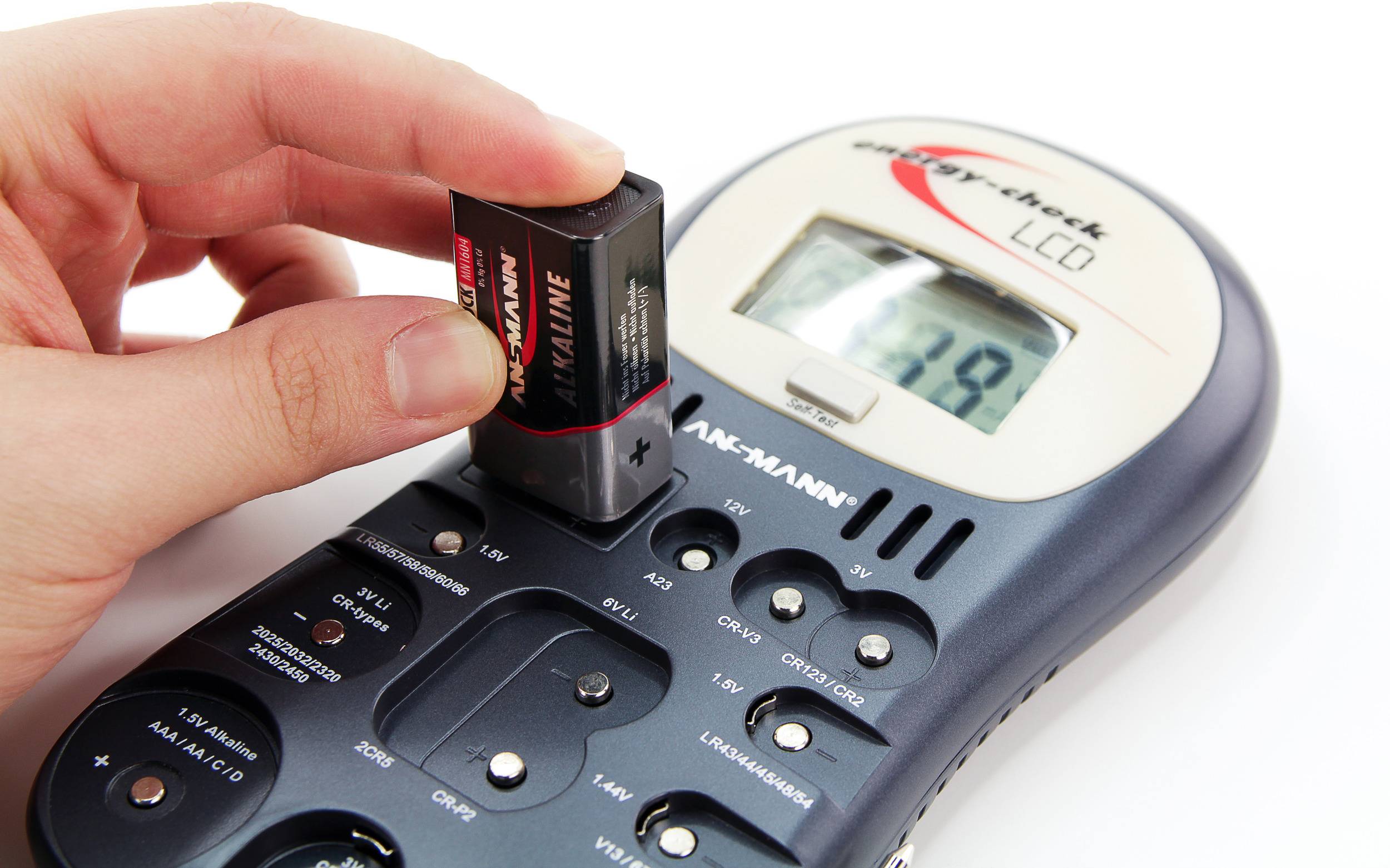 Ansmann Batterietester Energy-Check LCD Messbereich (Batterietester) 1,2 V, 1,5 V, 3 V, 9 V, 12 V A