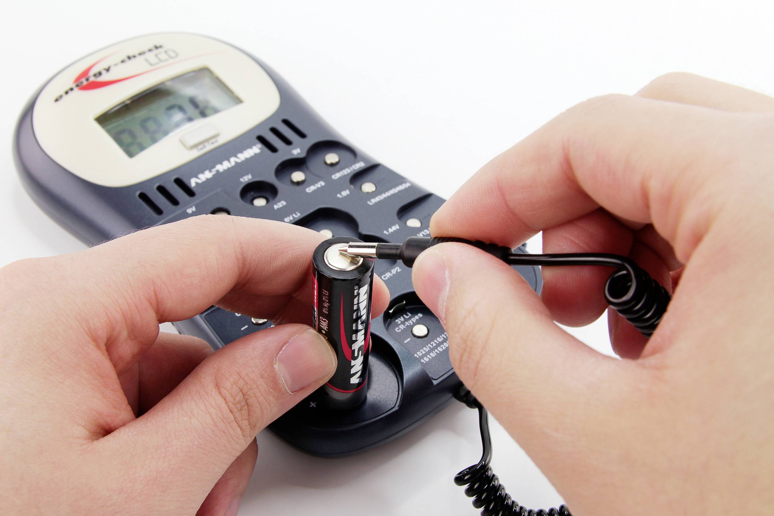 Ansmann Batterietester Energy-Check LCD Messbereich (Batterietester) 1,2 V, 1,5 V, 3 V, 9 V, 12 V Akku, Batterie 4000392