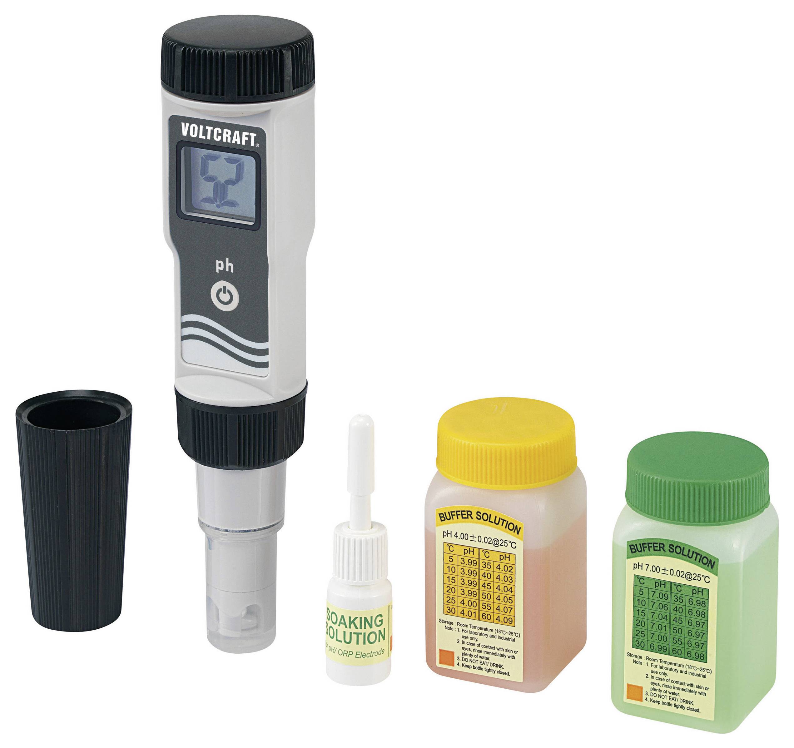 Ein digitales pH-Meter mit einer Anzeige, die 