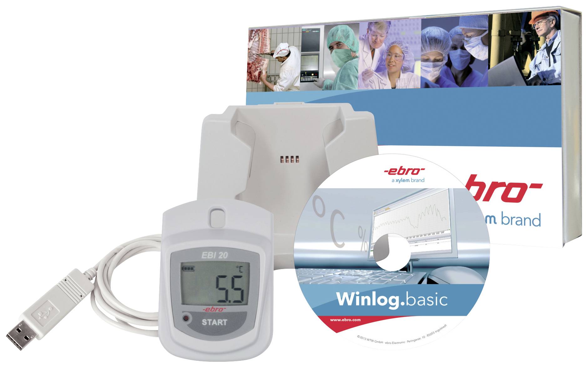 Ebro 1601-0046-Z EBI 20-T1-Set Temperatur-Datenlogger Messgröße Temperatur -30 bis 70 °C