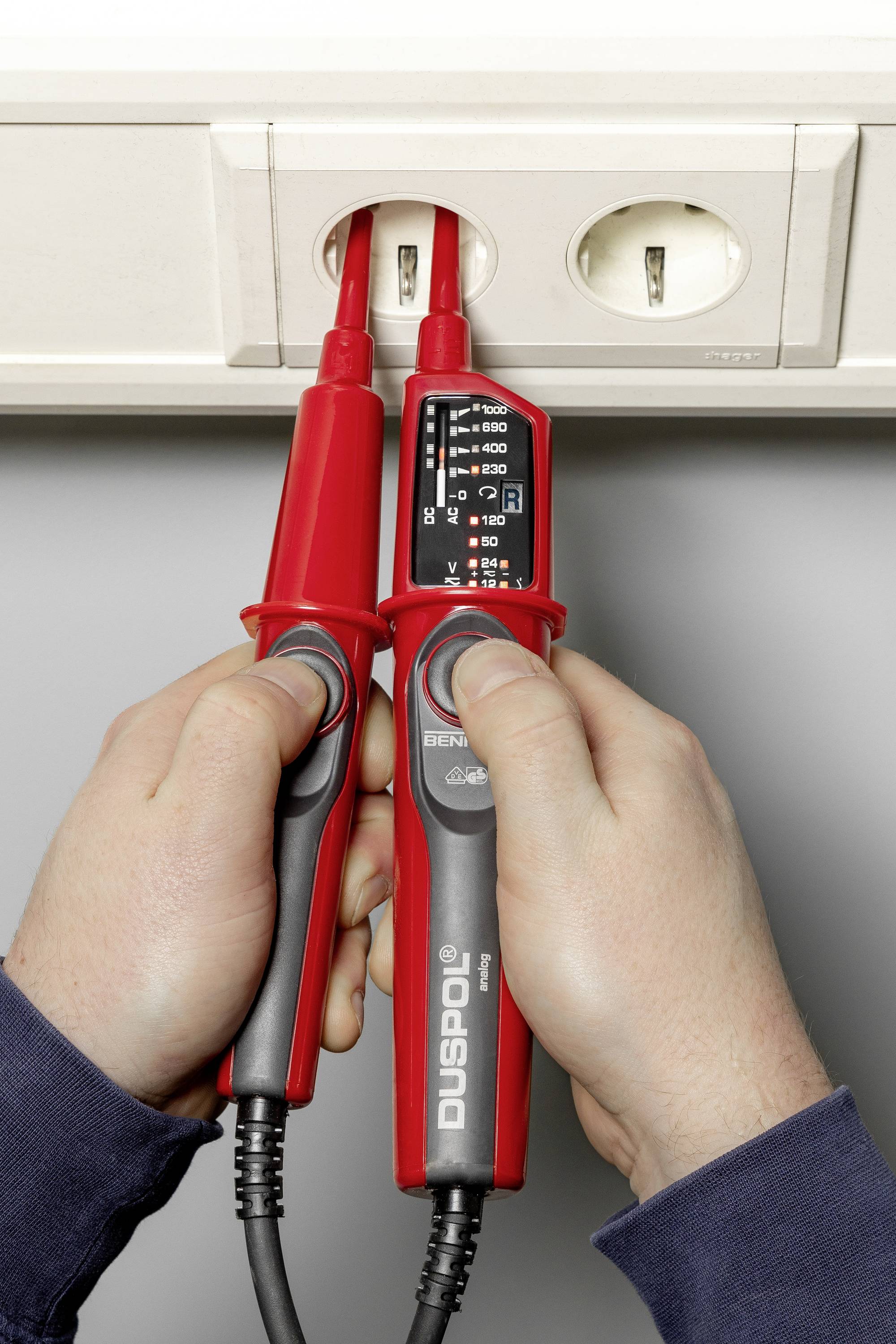 Benning DUSPOL analog Zweipoliger Spannungsprüfer CAT III 1000 V, CAT IV 600 V LED, Vibration