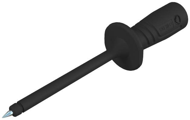 Spritzaufsatz für Elektrowerkzeuge, schwarz, mit konischer Metallspitze zur präzisen Anwendung.