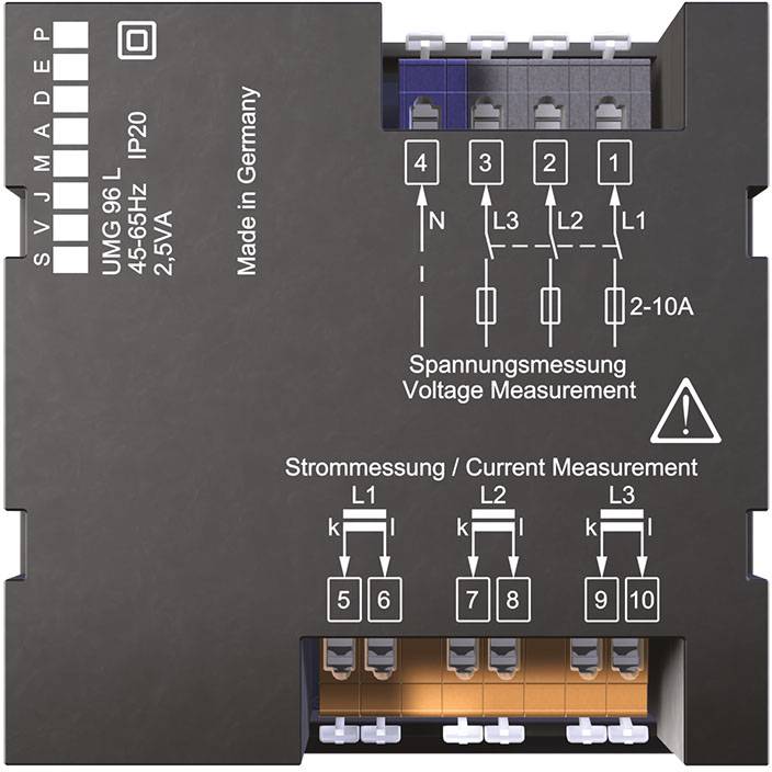 Janitza UMG 96L Digitales Einbaumessgerät Spannung: L-N 50 bis 255 V/AC, L-L 86 bis 442 V/AC,45 bis 65 Hz · Strom: 0 - 5 A/0 - 1 A