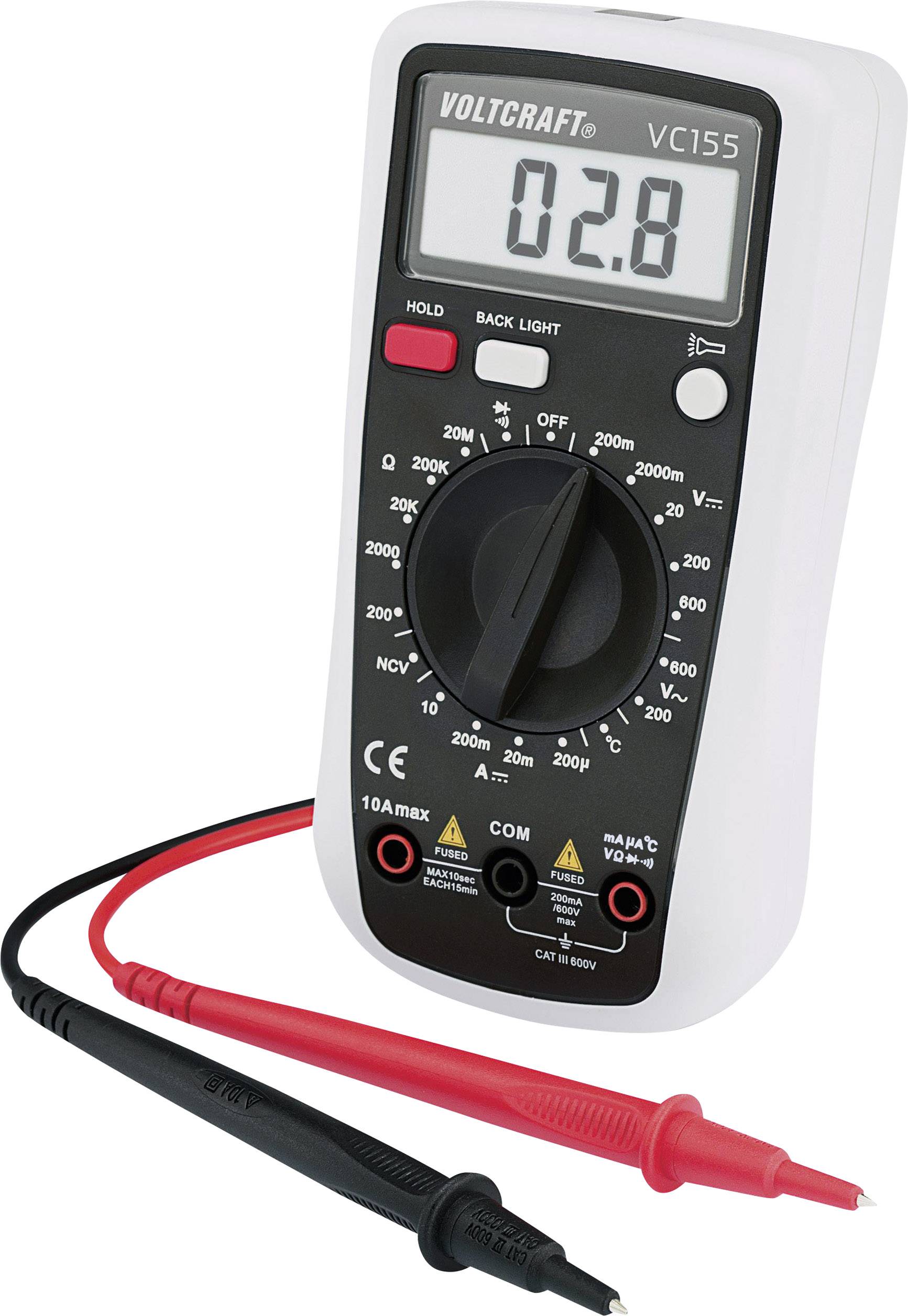 VOLTCRAFT VC155 Hand-Multimeter digital CAT III 600V Anzeige (Counts): 2000