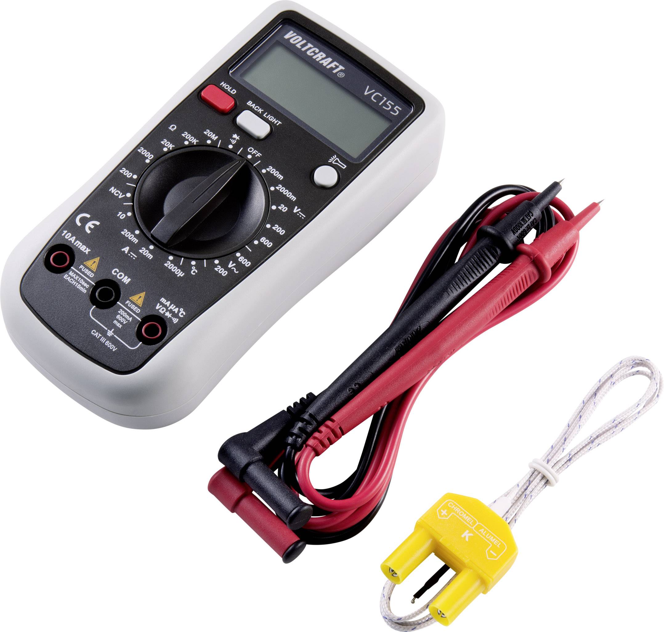 VOLTCRAFT VC155 Hand-Multimeter digital CAT III 600V Anzeige (Counts): 2000