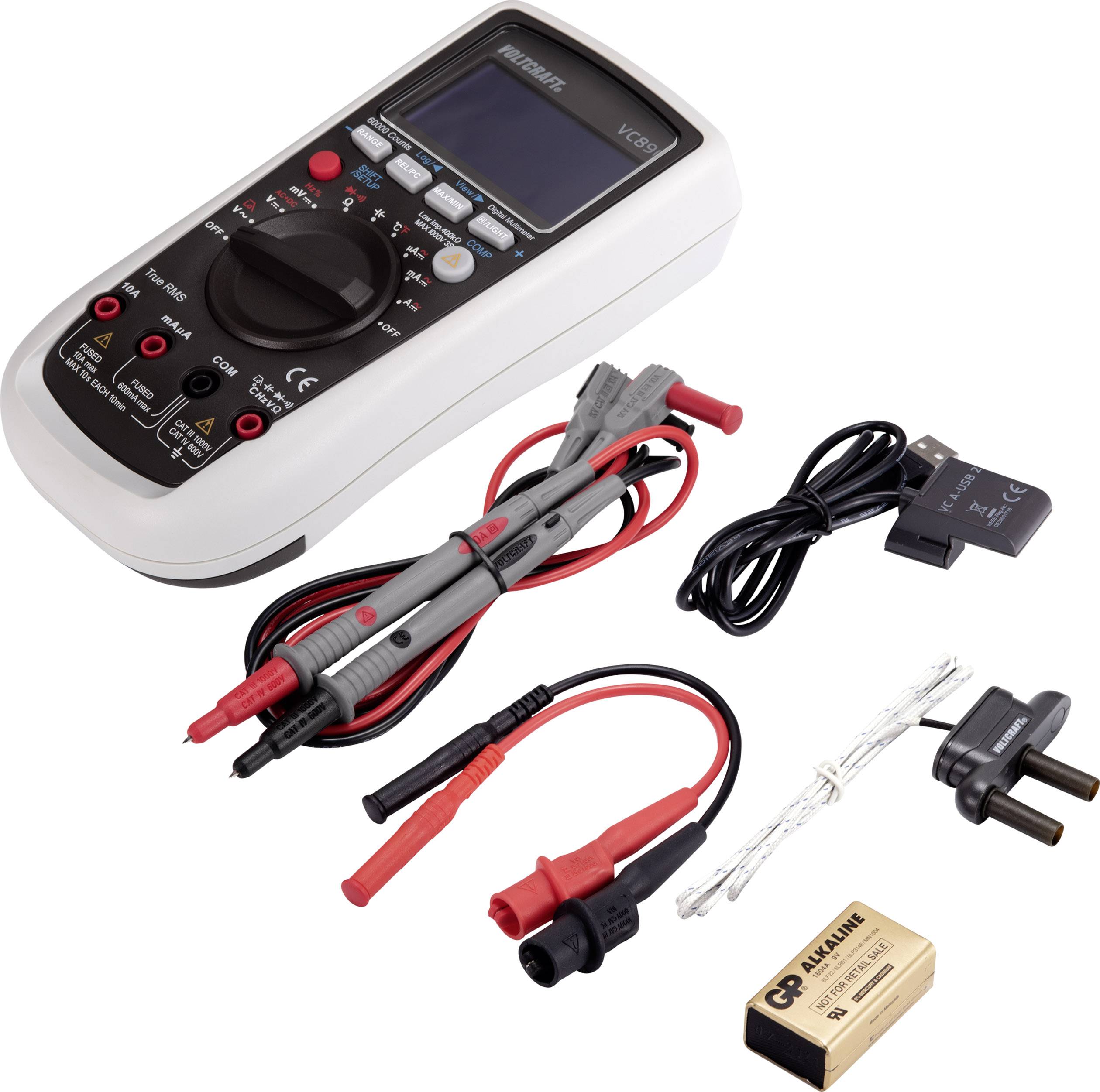 VOLTCRAFT VC890 OLED Hand-Multimeter digital OLED-Display, Datenlogger CAT III 1000 V, CAT IV 600 V