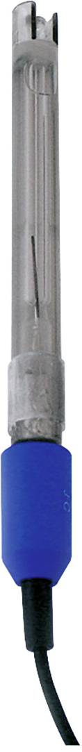 Ein elektronischer pH-Sensor mit blauem Gehäuse und einem Kabel, verwendet zur Messung des pH-Werts von Flüssigkeiten.