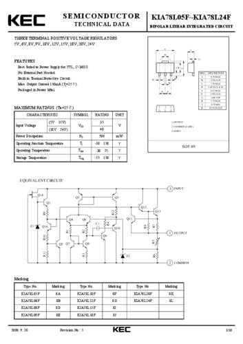 Korea Electronics KIA78L08F Spannungsregler - Linear, Typ78 SOT-89 Positiv Fest 8V 150mA