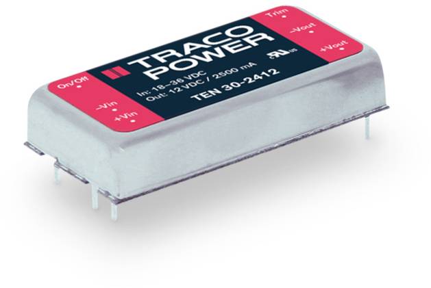 TracoPower TEN 30-2412 DC/DC-Wandler, Print 24 V/DC 12 V/DC 2.5 A 30 W Anzahl Ausgänge: 1 x Inhalt