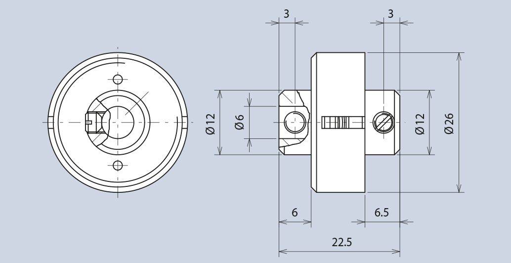 Technische Zeichnung eines zylindrischen Teils mit Abmessungen. Zeigt Vorder- und Seitenansicht. Maßangaben in Millimetern.