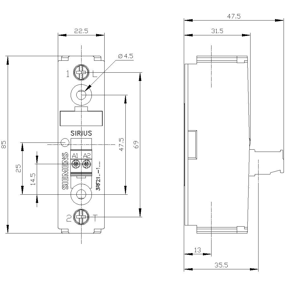 Siemens Halbleiterrelais 3RF21901AA45 90 A Schaltspannung (max.): 600 V/AC 1 St.