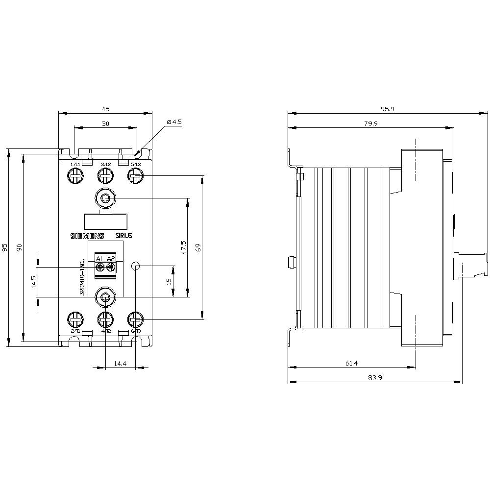 Siemens 3RF2410-1AC45 Halbleiterschütz Nullspannungsschaltend 3 Schließer 10A 1St.