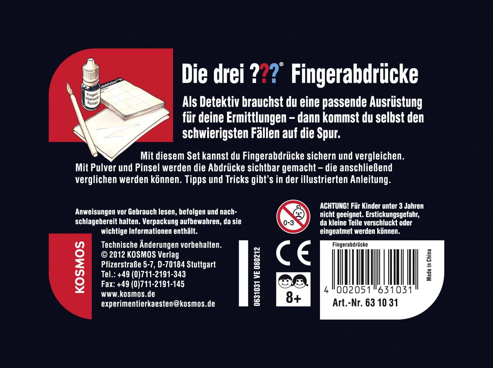 Kosmos 631031 Die drei ??? Fingerabdrücke Detektiv & Zauberkästen Experimentierkasten ab 8 Jahre