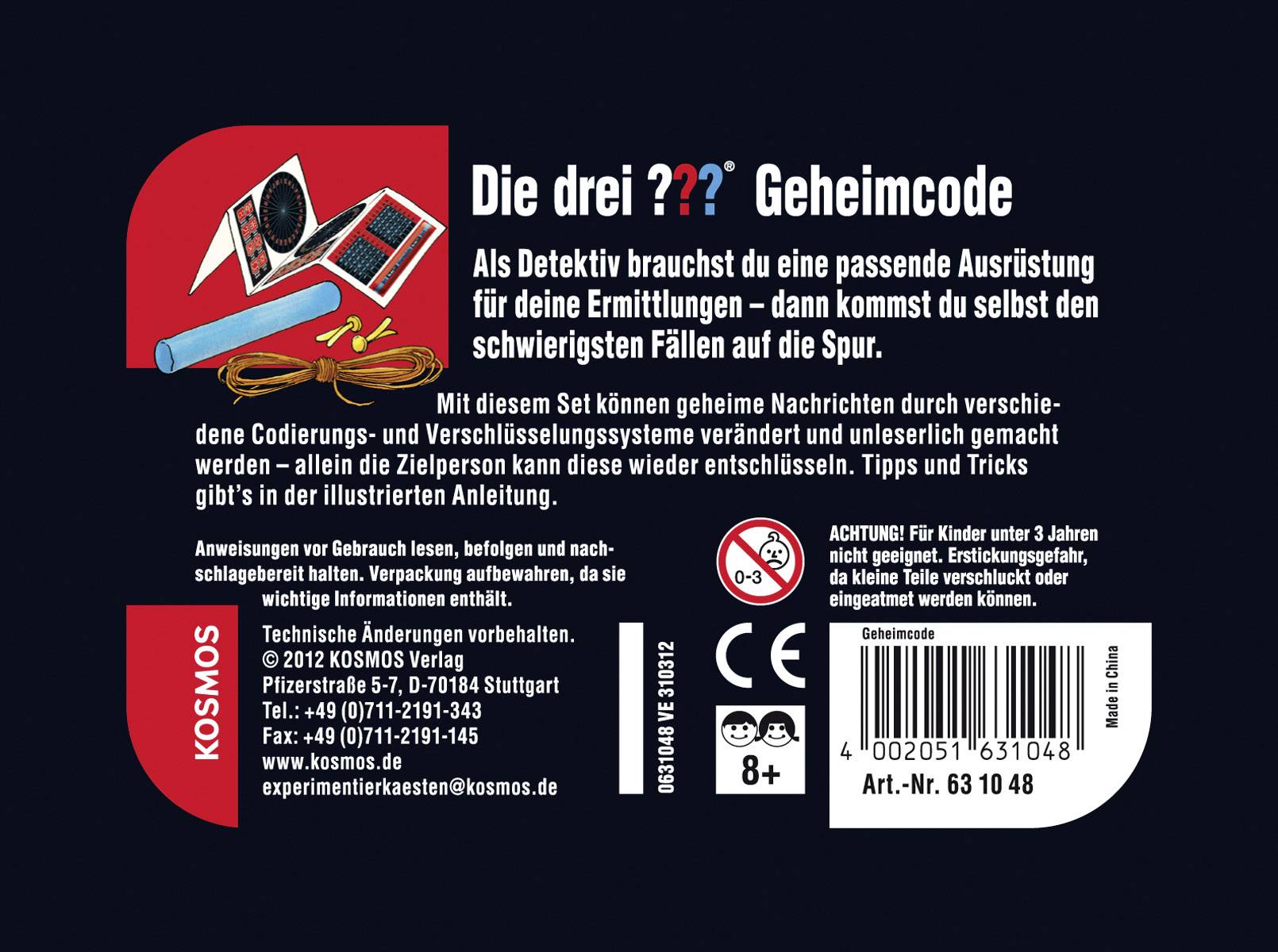 Kosmos 631048 Die drei ??? Geheimcode Detektiv & Zauberkästen Experimentierkasten ab 8 Jahre
