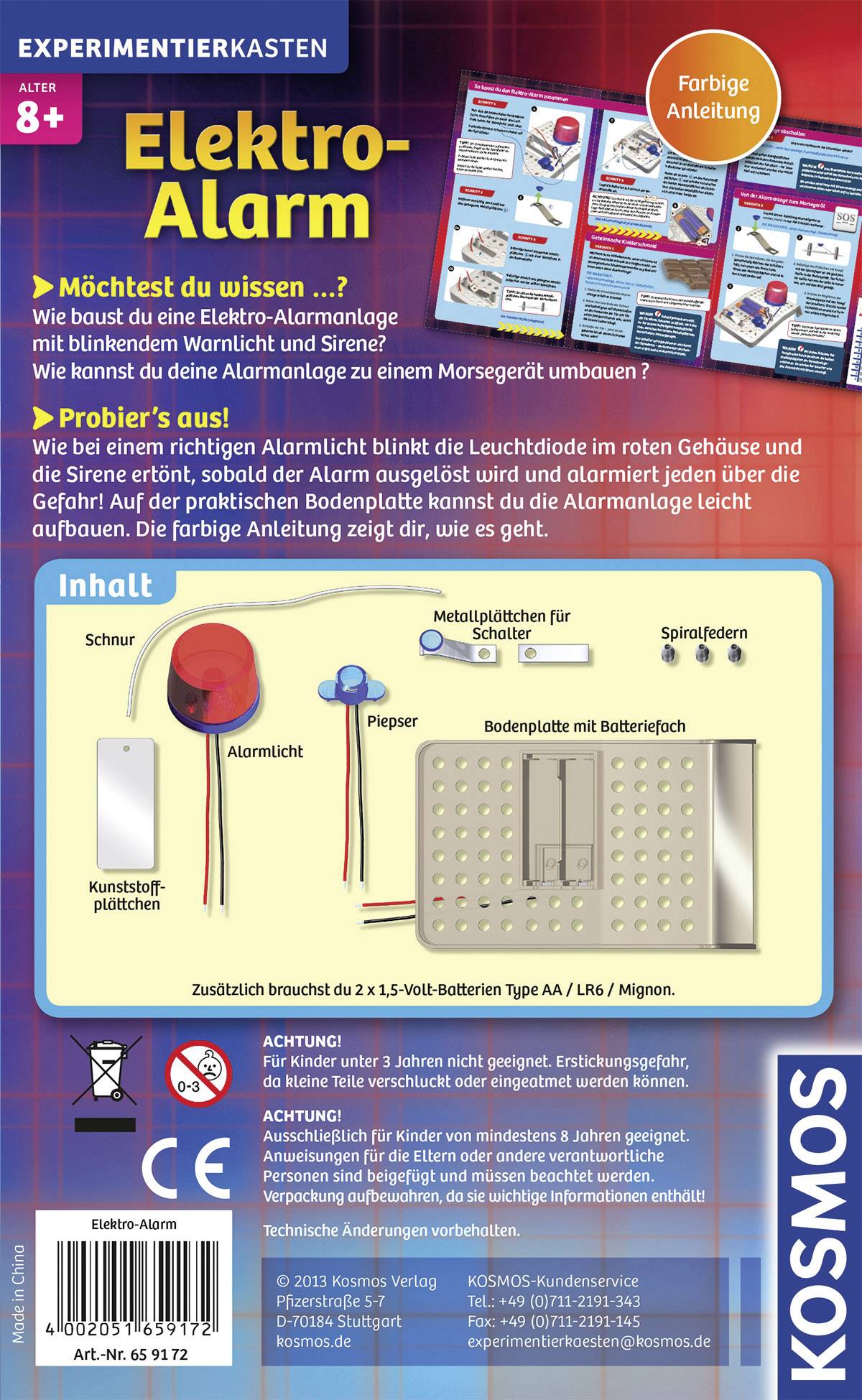 Kosmos 659172 Mitbring-Experimente Elektro-Alarmanlage Elektronik, Sound & Light Experimentierkasten ab 8 Jahre