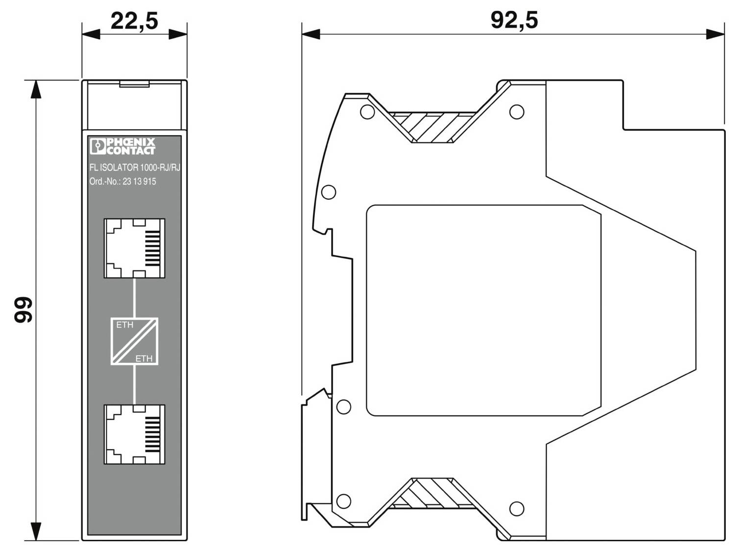 Phoenix Contact FL ISOLATOR 1000-RJ/RJ Netzwerktrenner Anzahl Ethernet Ports 2