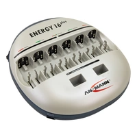 Ansmann Energy 16 plus Rundzellen-Ladegerät NiCd, NiMH Micro (AAA), Mignon (AA), Baby (C), Mono (D), 9V Block Ansmann Energy 16 plus Rundzellen-Ladegerät NiCd, NiMH Micro (AAA), Mignon (AA), Baby (C), Mono (D), 9V Block