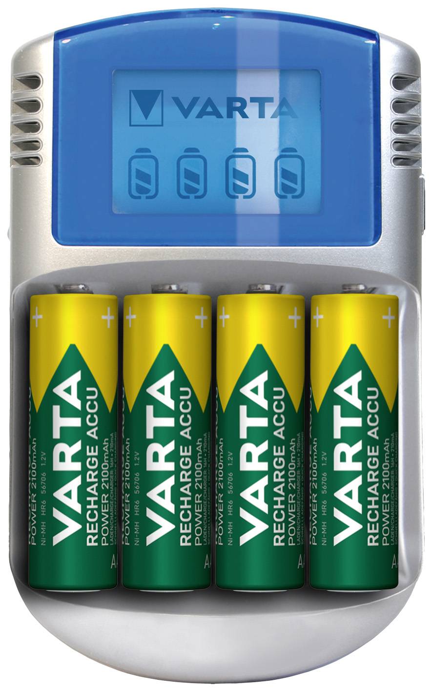 Varta LCD Charger 4x5716 & 12V & USB Rundzellen-Ladegerät NiMH Micro (AAA), Mignon (AA)