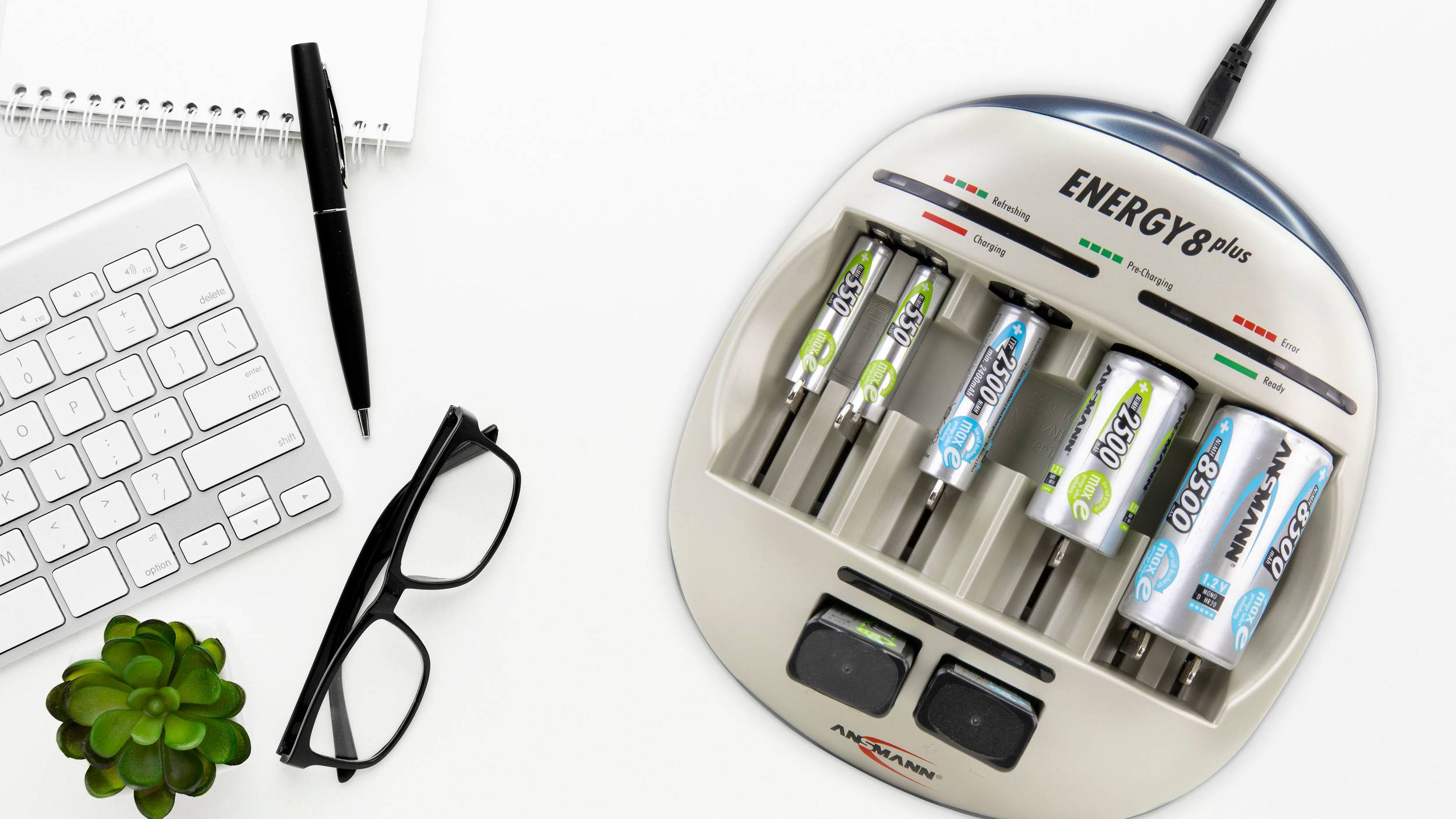 Ansmann Energy 8 plus Rundzellen-Ladegerät NiCd, NiMH Micro (AAA), Mignon (AA), Baby (C), Mono (D), 9V Block