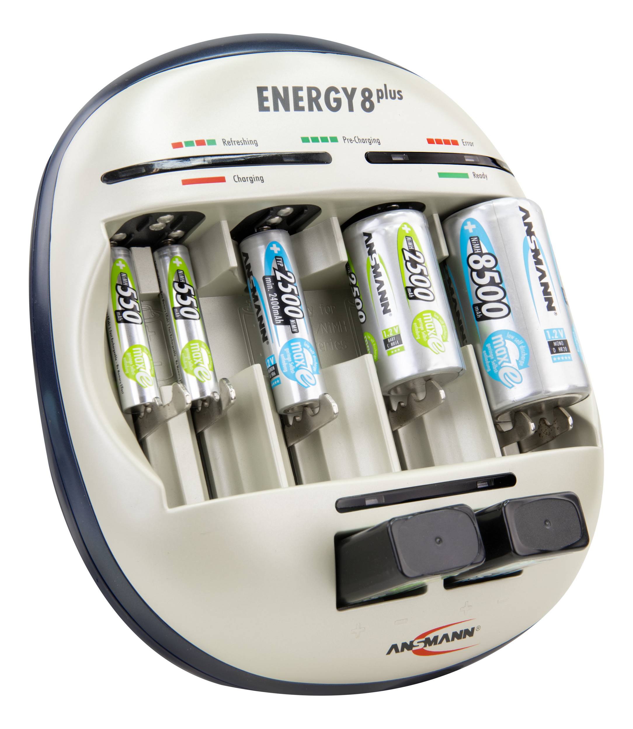 Ansmann Energy 8 plus Rundzellen-Ladegerät NiCd, NiMH Micro (AAA), Mignon (AA), Baby (C), Mono (D), 9V Block