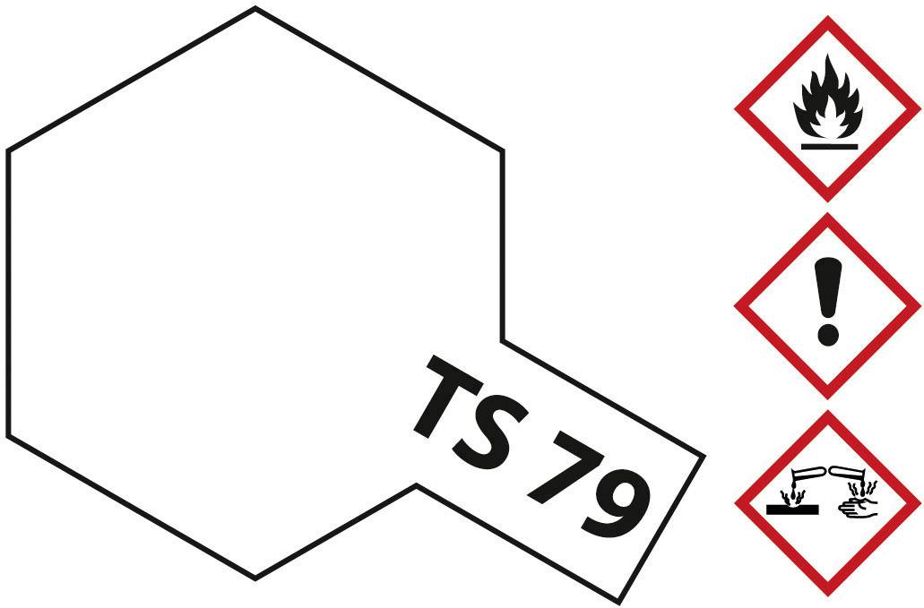 'TS 79' in einem sechseckigen Rahmen. Daneben Symbole: Flamme (entzündlich), Ausrufezeichen (Achtung), Flüssigkeit über Händen (ätzend).