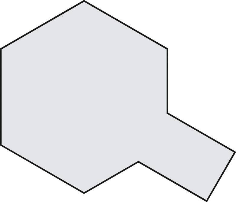 Ein unregelmäßiges Sechseck mit einem rechteckigen Anhang auf der rechten Seite, auf weißem Hintergrund.
