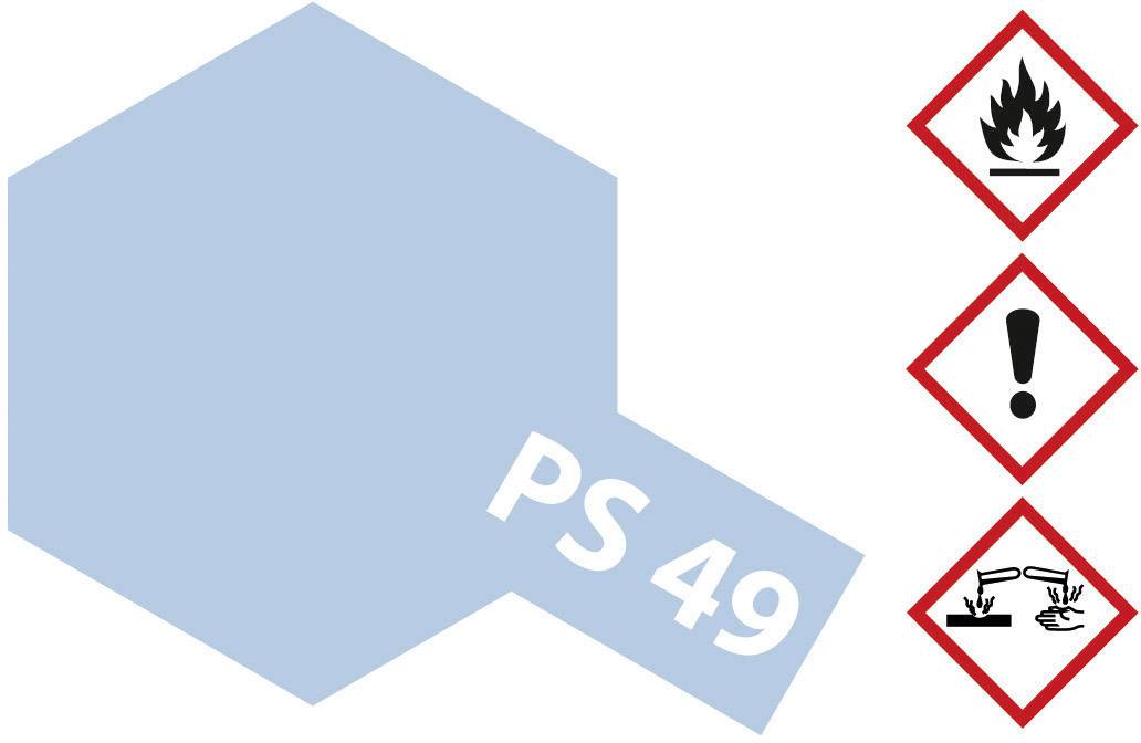 Ein blaues Sechseck mit der Aufschrift 'PS 49'. Daneben drei Gefahrensymbole: Flamme, Ausrufezeichen, und Hände in Säure.