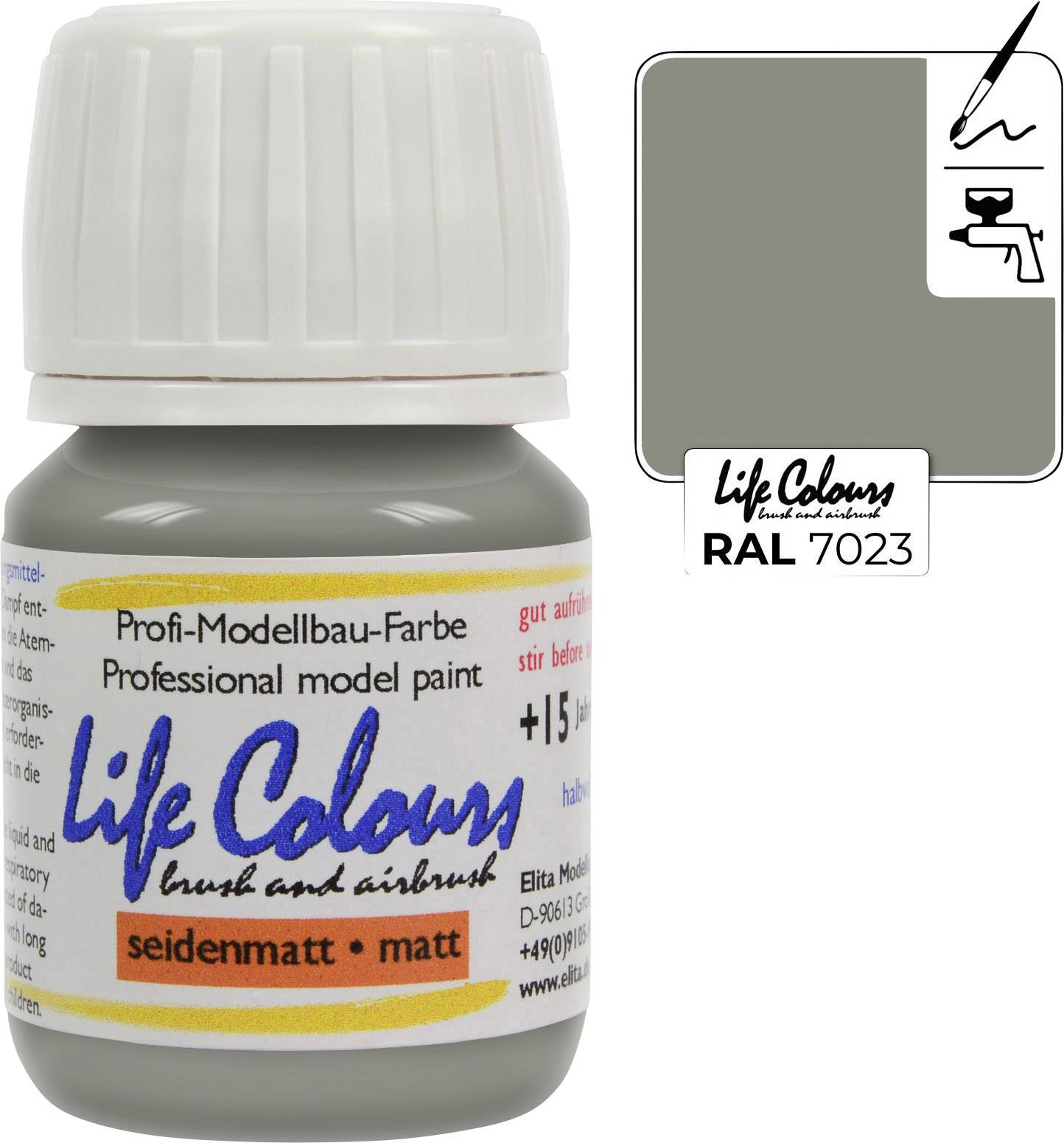 Elita LC007030-SM-015 Modellbau-Farbe Stein-Grau 15ml