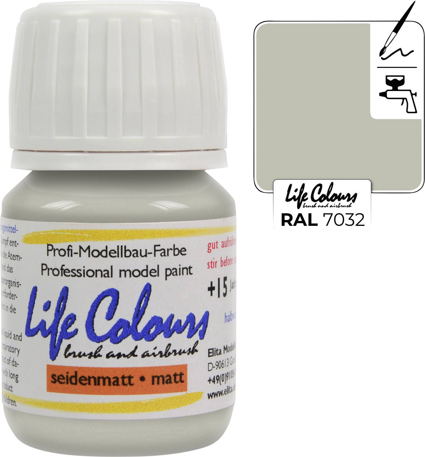 Elita LC007032-SM-015 Modellbau-Farbe Kiesel-Grau 15ml