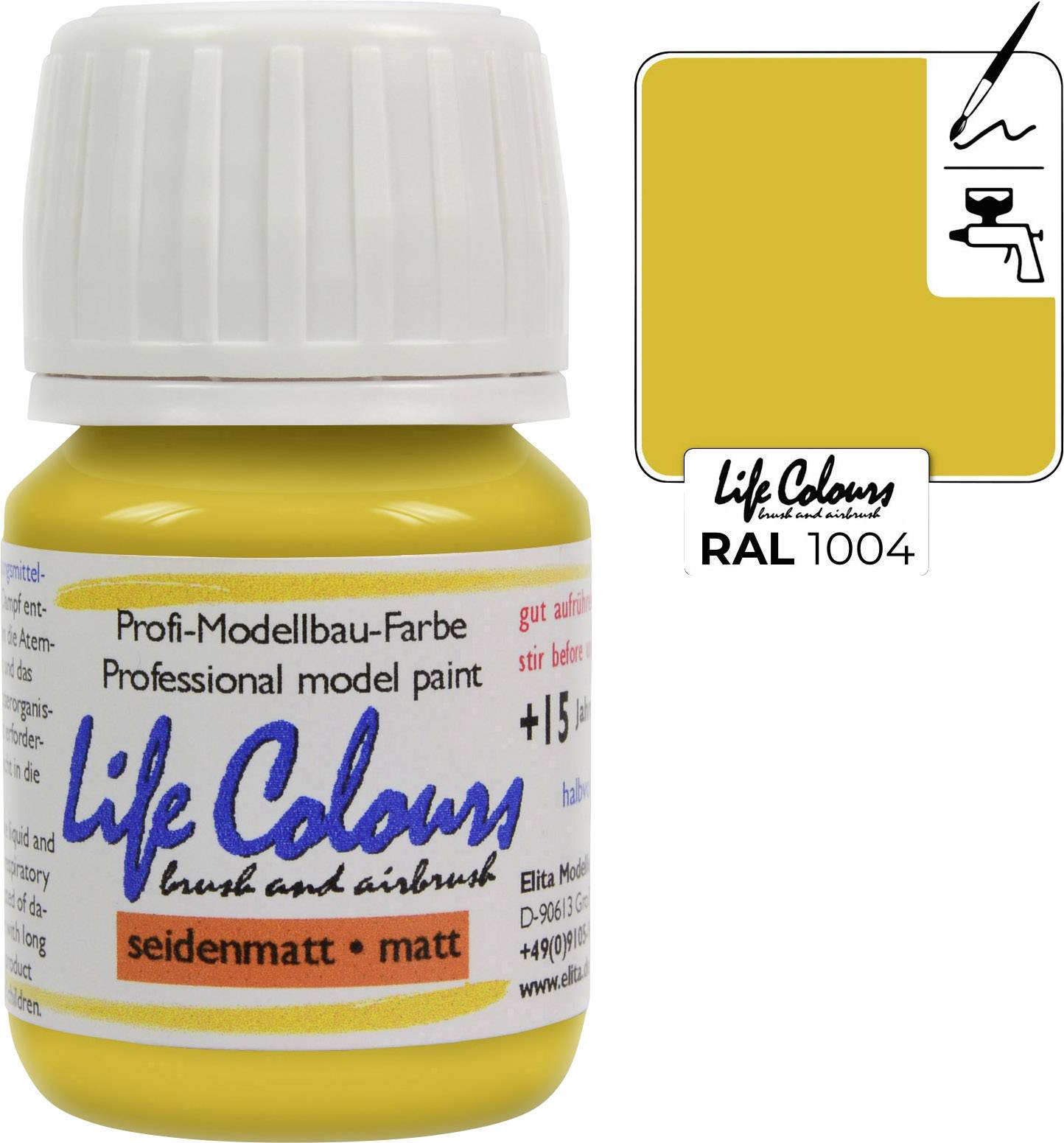 Elita LC001004-SM-015 Modellbau-Farbe Goldgelb 15ml