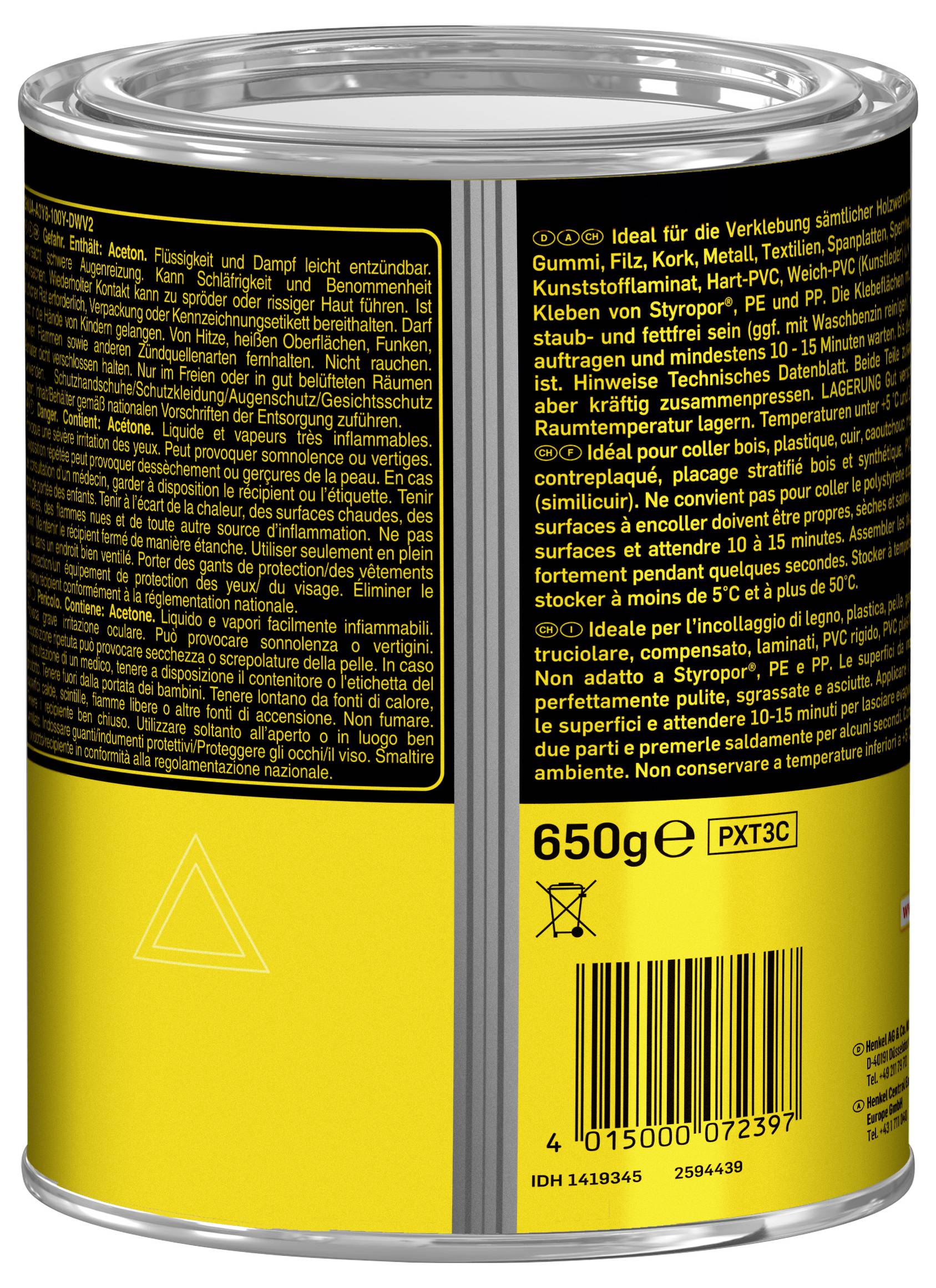 Pattex Transparent Kontaktkleber PXT3C 650g