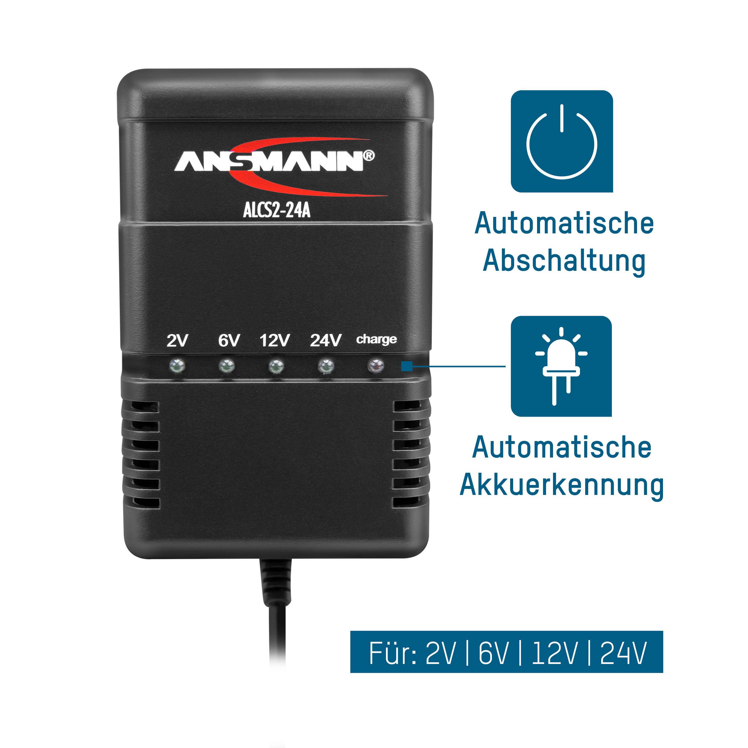 Ansmann Bleiakku-Ladegerät ALCS 2-24 A 2 V, 6 V, 12 V, 24 V Ladestrom (max.) 0.9 A