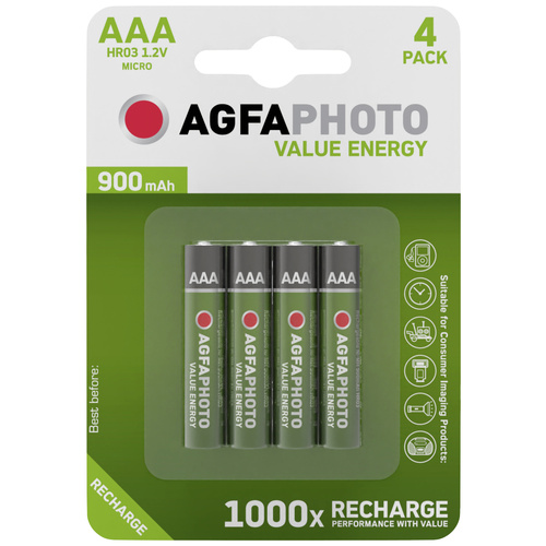 AgfaPhoto HR03 Micro (AAA)-Akku NiMH 900 mAh 1.2V 4St.