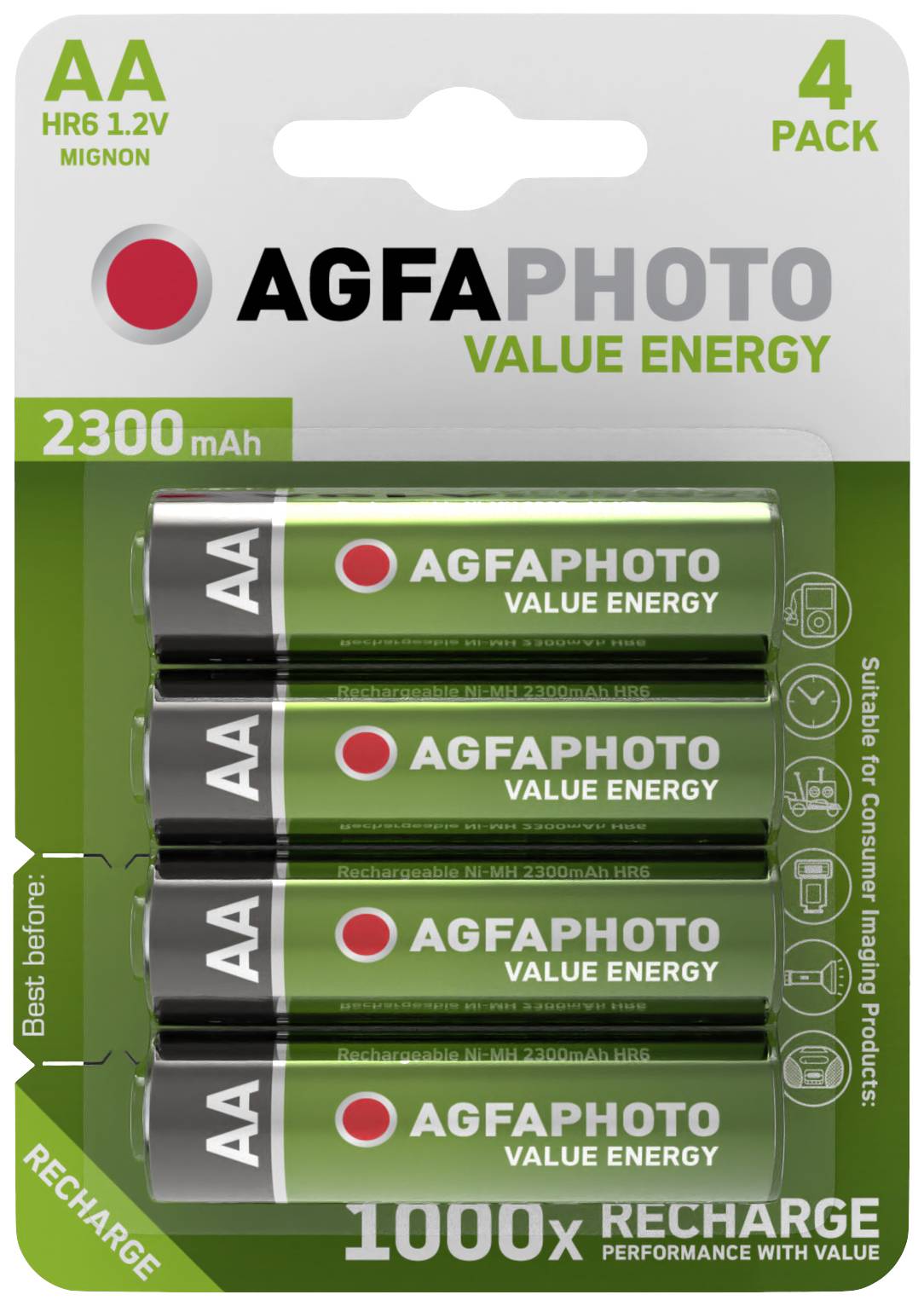 AgfaPhoto HR06 Mignon (AA)-Akku NiMH 2300 mAh 1.2V 4St.