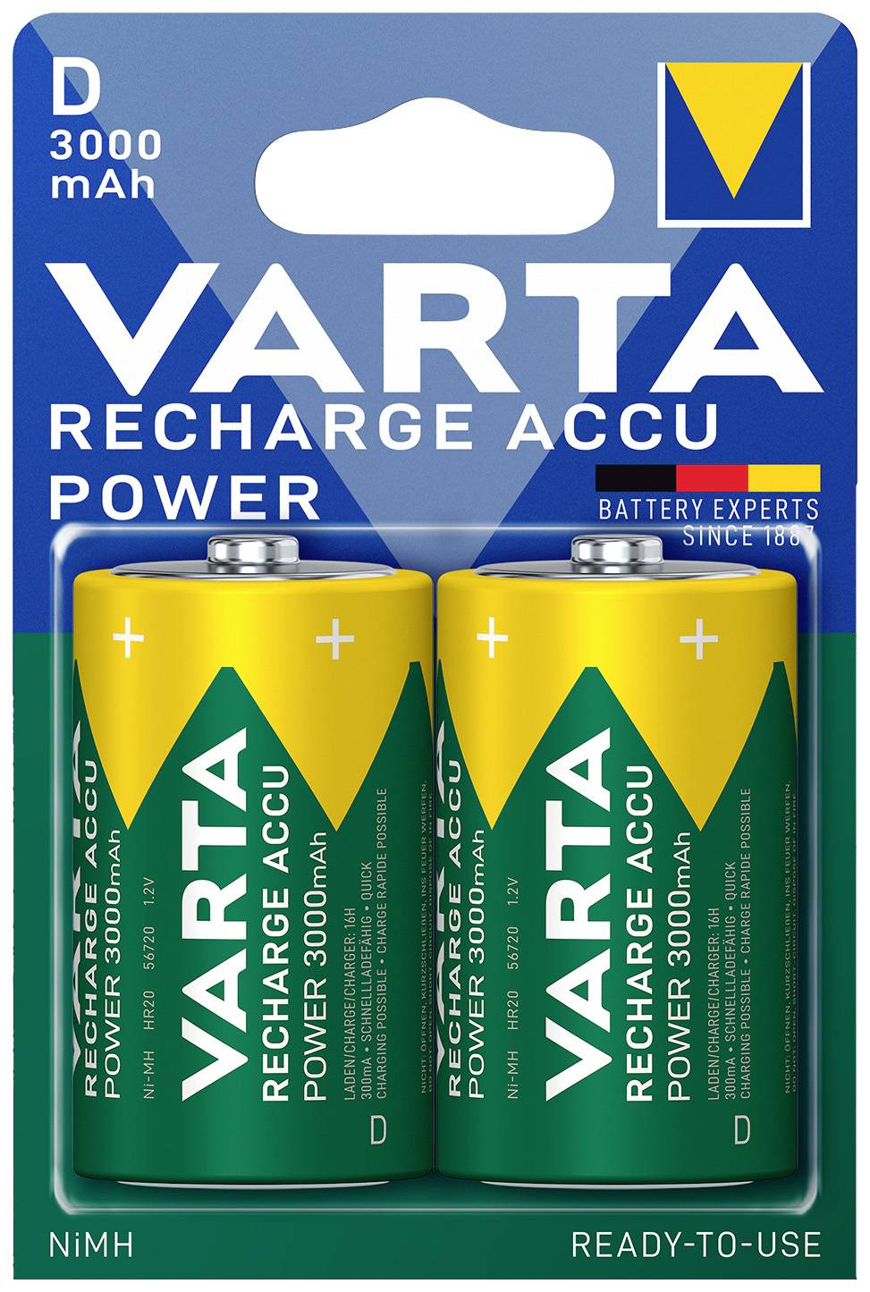 Varta RECH.AC.Power D3000mAh BLI2 Mono (D)-Akku NiMH 3000 mAh 1.2 V 2 St.