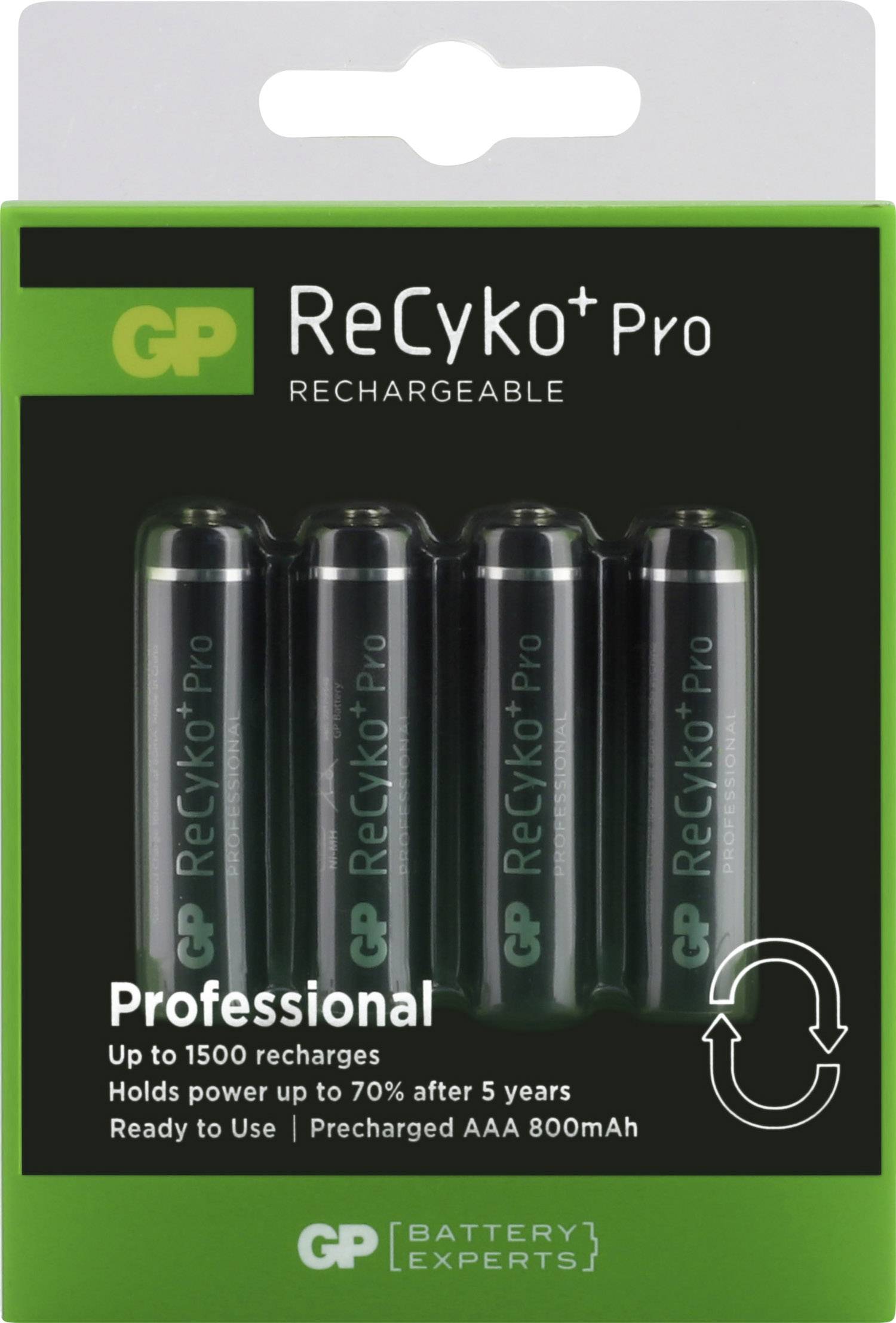 GP Batteries ReCyko+ HR03 Micro (AAA)-Akku NiMH 800 mAh 1.2V 4St.