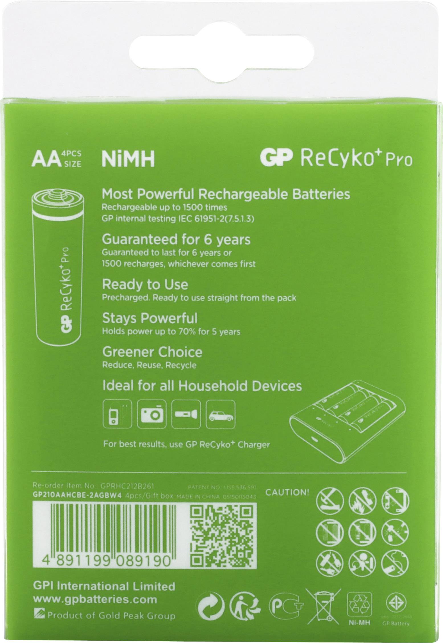 GP Batteries Recyko+ HR06 Mignon (AA)-Akku NiMH 2000 mAh 1.2V 4St.