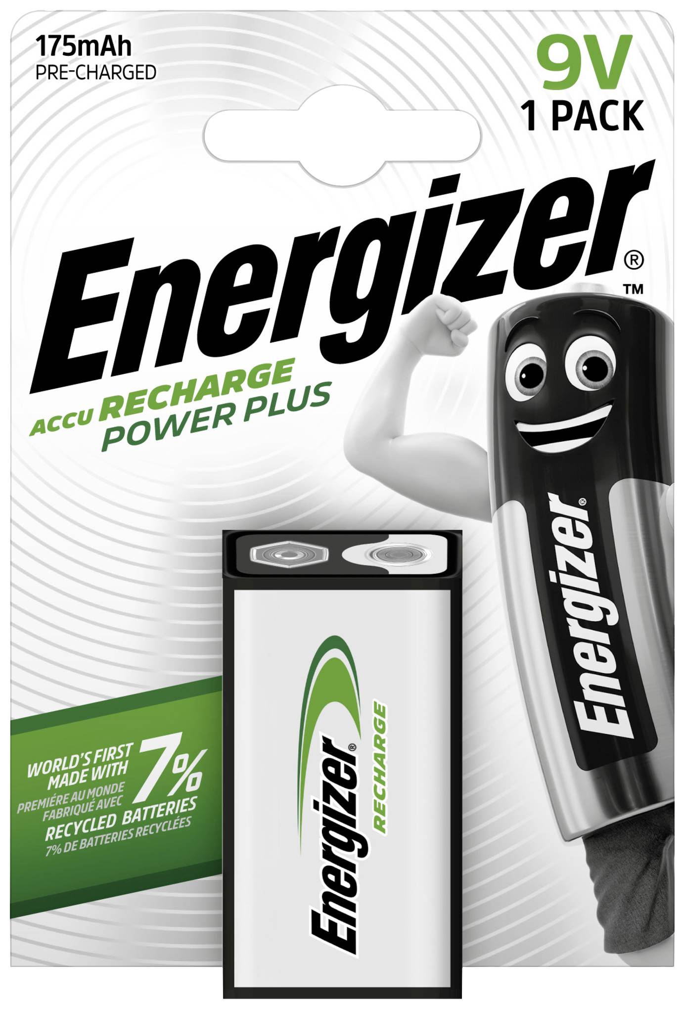 Energizer Power Plus 6LR61 9V Block-Akku NiMH 175 mAh 8.4V 1St.