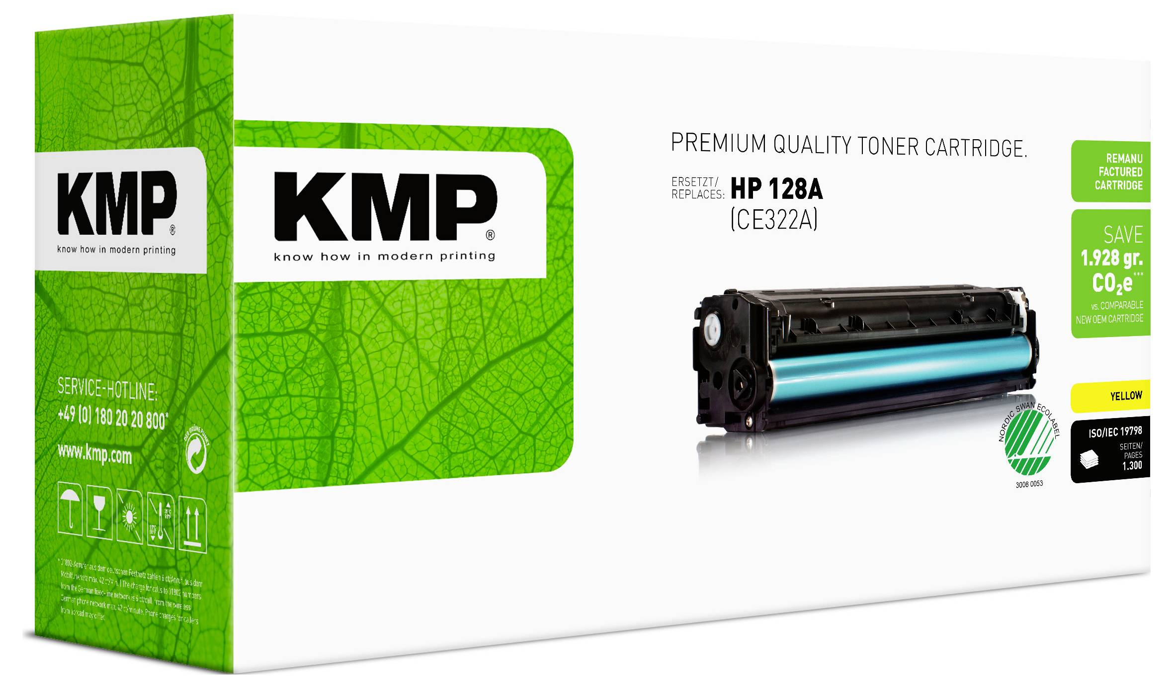 KMP Toner ersetzt HP 128A, CE322A Kompatibel Gelb 1300 Seiten H-T147 1227,0009
