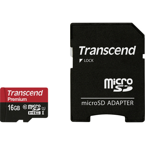 Transcend Premium microSDHC-Karte 16 GB Class 10, UHS-I inkl. SD-Adapter