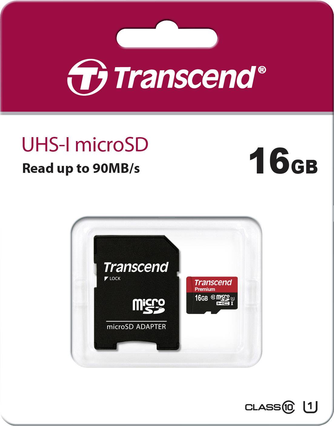 Transcend Premium microSDHC-Karte Industrial 16GB Class 10, UHS-I inkl. SD-Adapter