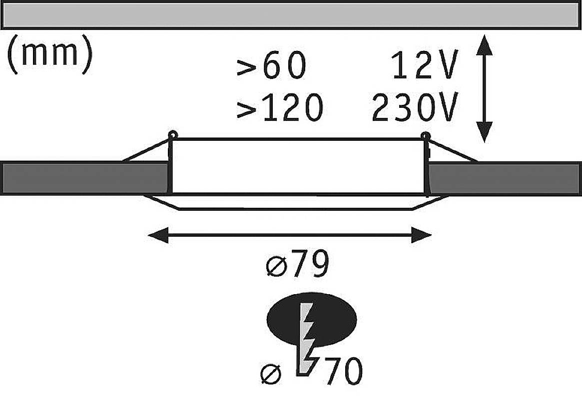 Paulmann Einbauring 3er Set Halogen 150W IP44 Eisen (gebürstet)