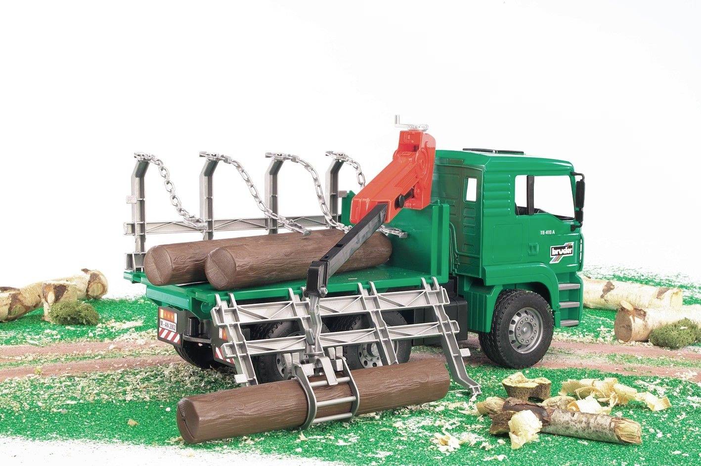 Bruder MAN Holztransport-LKW mit Ladekran und 3 Baumstämmen Fertigmodell Nutzfahrzeug Modell