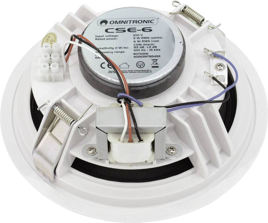 Omnitronic CSE-6 Einbaulautsprecher 6W 100V Weiß 1St.