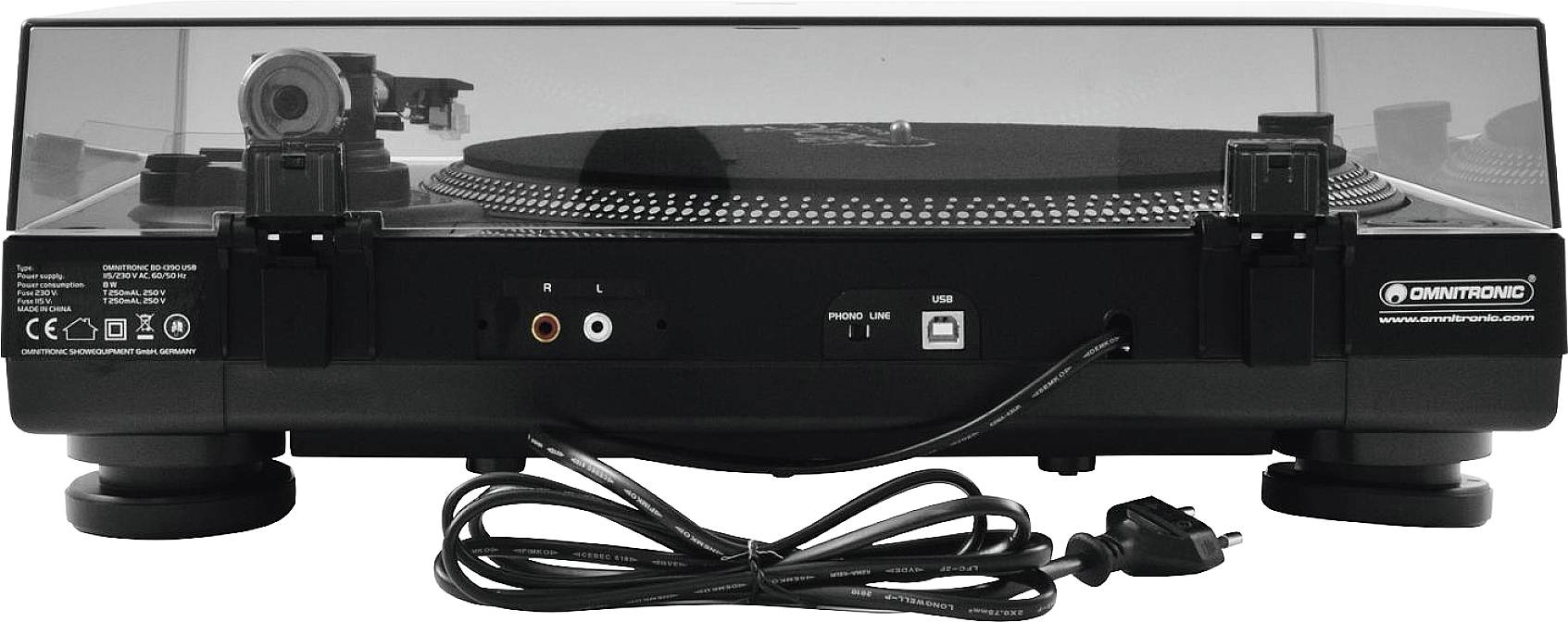 Omnitronic BD-1390 USB-Plattenspieler Riemenantrieb Schwarz